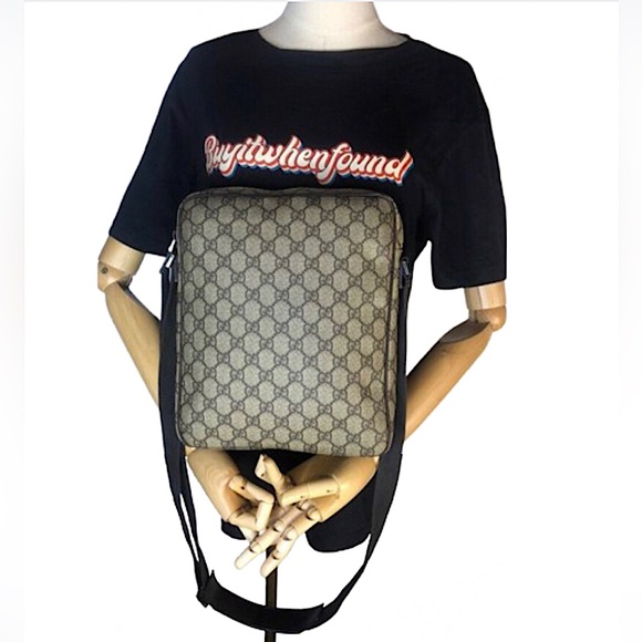 GUCCI GG Supreme Coated Canvas and Leather Crossbody Messenger Bag VINTAGE - Picture 3 of 17
